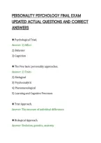 PERSONALITY PSYCHOLOGY FINAL EXAM&NewLine;UPDATED ACTUAL QUESTIONS AND CORRECT&NewLine;ANSWERS&NewLine;