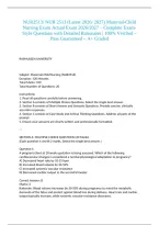 NUR2513&sol; NUR 2513 &lpar;Latest 2026&sol; 2027&rpar; Maternal-Child Nursing Exam Actual Exam 2026&sol;2027 &ndash; Complete Exam-Style Questions with Detailed Rationales &vert; 100&percnt; Verified &ndash; Pass Guaranteed &ndash; A&plus; Graded