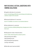 NUR 110 EXAM 2 ACTUAL QUESTIONS WITH&NewLine;VERIFIED SOLUTIONS&NewLine;