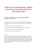 NR507 Advanced Pathophysiology Midterm Practice Exam with questions and answers with rationales &lpar;2026
