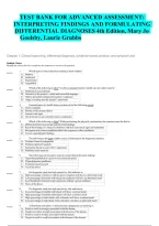Advanced Assessment&colon; Interpreting Findings and Formulating Differential Diagnoses 4th Edition by Mary Jo Goolsby & Laurie Grubbs &vert; Complete Test Bank&comma; Questions & Answers &vert; 2026&sol;2027