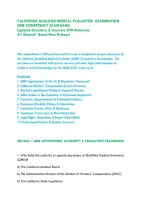 CALIFORNIA QUALIFIED MEDICAL EVALUATOR  EXAMINATION &vert;&NewLine;QME COMPETENCY EXAM BANK-&NewLine;Updated Questions & Answers With Rationale&NewLine;A&plus; Graded&vert; Brand New Release&excl;&NewLine;
