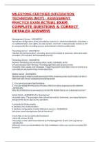 MILESTONE CERTIFIED INTEGRATION TECHNICIAN &lpar;MCIT&rpar; - ASSESSMENT PRACTICE EXAM ACTUAL EXAM COMPLETE QUESTIONS & CORRECT DETAILED ANSWERS
