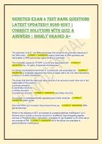 Genetics Exam 4 Test Bank 2026 &vert; Verified Questions & Answers