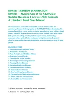 NUR2811 MIDTERM EXAMINATION -&NewLine;NUR2811 - Nursing Care of the Adult Client &vert;&NewLine;Updated Questions & Answers With Rationale&NewLine;A&plus; Graded&vert; Brand New Release&excl;&NewLine;