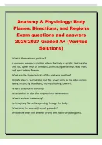 Anatomy & Physiology&colon; Body&NewLine;Planes&comma; Directions&comma; and Regions&NewLine;Exam questions and answers&NewLine;2026&sol;2027 Graded A&plus; &lpar;Verified&NewLine;Solutions&rpar;&NewLine;What is the anatomic position&quest;&NewLine;A common reference position where the body is upright&comma; feet parallel&NewLine;and flat&comma; upper limbs