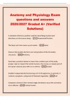 Anatomy and Physiology Exam&NewLine;questions and answers&NewLine;2026&sol;2027 Graded A&plus; &lpar;Verified&NewLine;Solutions&rpar;&NewLine;A standard reference position used for describing location and&NewLine;directions on the human body&period; -Anatomical Position&NewLine;The basic unit that makes up all matter&period; -At