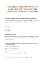 TEXAS MANICURIST WRITTEN STATE BOARD PRACTICE EXAM &lpar;2025&rpar; WITH VERIFIED ANSWERS WITH RATIONALE