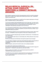 RELIAS MEDICAL SURGICAL RN  ACTUAL EXAM COMPLETE QUESTIONS & CORRECT DETAILED ANSWERS 