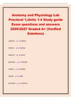 Anatomy and Physiology Lab&NewLine;Practical 1&comma;Units 1-4 Study guide&NewLine;Exam questions and answers&NewLine;2026&sol;2027 Graded A&plus; &lpar;Verified&NewLine;Solutions&rpar;