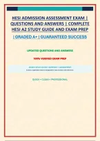 HESI ADMISSION ASSESSMENT EXAM &vert; QUESTIONS AND ANSWERS &vert; COMPLETE HESI A2 STUDY GUIDE AND EXAM PREP