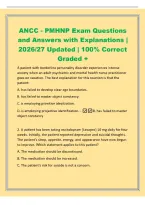 ANCC - PMHNP Exam Questions and Answers with Explanations &vert; 2026&sol;27 Updated &vert; 100&percnt; Correct Graded &plus; A patient with borderline personality disorder experiences intense anxiety when an adult psychiatric and mental health nurse practitioner goes on vac