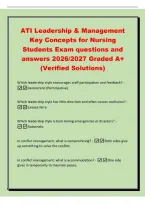 ATI Leadership & Management&NewLine;Key Concepts for Nursing&NewLine;Students Exam questions and&NewLine;answers 2026&sol;2027 Graded A&plus;&NewLine;&lpar;Verified Solutions&rpar;&NewLine;Which leadership style encourages staff participation and feedback&quest; -&NewLine;Democratic &lpar;Participative&rpar;&NewLine;Which leadership styl