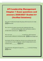 ATI Leadership Management&NewLine;Chapter 1 Exam questions and&NewLine;answers 2026&sol;2027 Graded A&plus;&NewLine;&lpar;Verified Solutions&rpar;&NewLine;This style of leadership includes the group when decisions are made -&NewLine;democratic&NewLine;The nurse must be able to perceive and understand their own&NewLine;&lowbar;&lowbar;&lowbar;