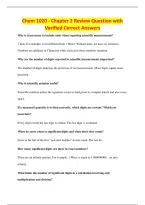 Chem 1020 - Chapter 2 Review Question with&NewLine;Verified Correct Answers