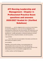 ATI Nursing Leadership and&NewLine;Management - Chapter 3&colon;&NewLine;Professional Practice Exam&NewLine;questions and answers&NewLine;2026&sol;2027 Graded A&plus; &lpar;Verified&NewLine;Solutions&rpar;&NewLine;Professional &lowbar;&lowbar;&lowbar;&lowbar;&lowbar; are the obligations that nurses have to their clients&period;&NewLine;To meet these obligations&comma; nurses