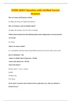 CHEM 1020 C Question with Verified Correct&NewLine;Answers