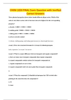 CHEM 1020 FINAL Exam Question with Verified&NewLine;Correct Answers
