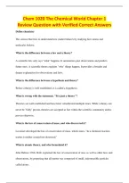 Chem 1020 The Chemical World Chapter 1&NewLine;Review Question with Verified Correct Answers