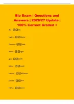 Bio Exam &vert; Questions and&NewLine;Answers &vert; 2026&sol;27 Update &vert;&NewLine;100&percnt; Correct Graded &plus;