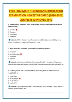 PTCB PHARMACY TECHNICIAN CERTIFICATION &NewLine;EXAMINATION NEWEST UPDATED &lpar;2026-2027&rpar; &NewLine;COMPLETE APPROVED PTC
