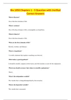 Bio 1050 Chapters 1 - 3 Question with Verified&NewLine;Correct Answers