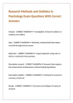 Research Methods and Statistics in Psychology Exam Questions With Correct Answers