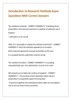 Introduction to Research Methods Exam Questions With Correct Answers 