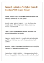 Research Methods in Psychology &lpar;Exam 1&rpar; Questions With Correct Answers