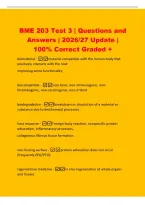 BME 203 Test 3 &vert; Questions and&NewLine;Answers &vert; 2026&sol;27 Update &vert;&NewLine;100&percnt; Correct Graded &plus;&NewLine;biomaterial -material compatible with the human body that&NewLine;positively interacts with the host&NewLine;improving some functionality&NewLine;biocompatible - non-toxic&comma; non-immunogenic&comma; non