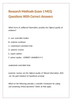 Research Methods Exam 1 MCQ Questions With Correct Answers 
