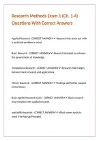 Research Methods Exam 1 &lpar;Ch&period; 1-4&rpar; Questions With Correct Answers