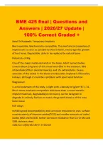 BME 425 final &vert; Questions and&NewLine;Answers &vert; 2026&sol;27 Update &vert;&NewLine;100&percnt; Correct Graded &plus;&NewLine;Ideal Orthopaedic Temporary Implants&NewLine;Biocompatible&comma; Mechanically compatible&comma; The mechanical properties of&NewLine;implant are as close as possible to thos of bone&comma; encourage the g