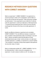 RESEARCH METHODS EXAM QUESTIONS WITH CORRECT ANSWERS