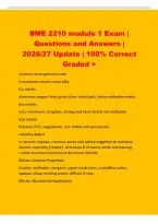 BME 2210 module 1 Exam &vert;&NewLine;Questions and Answers &vert;&NewLine;2026&sol;27 Update &vert; 100&percnt; Correct&NewLine;Graded &plus;&NewLine;ceramics arranged such that&NewLine;it maintains electric neutrality&NewLine;fcc metals&NewLine;aluminum copper finds great silver nickel pals&comma; shiny malleable metals&NewLine;bcc metals&NewLine;iron