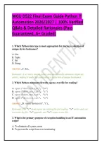 WGU D522 Final Exam Guide Python IT Automation 2026&sol;2027 &vert; 100&percnt; Verified Q&As & Detailed Rationales &lpar;Pass Guaranteed&comma; A&plus; Graded&rpar;