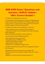 BME 6305 Exam &vert; Questions and&NewLine;Answers &vert; 2026&sol;27 Update &vert;&NewLine;100&percnt; Correct Graded &plus;&NewLine;&lpar;L1&rpar; Define Tissue Engineering &lpar;in review set&rpar;&NewLine;An interdisciplinary field that applies the principles of engineering and&NewLine;the life sciences toward the development of biolog