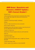 BME Exam &vert; Questions and&NewLine;Answers &vert; 2026&sol;27 Update &vert;&NewLine;100&percnt; Correct Graded &plus;&NewLine;Standard human&NewLine;Used to normalize human proportions for engineering&period; Ratio of Body&NewLine;part to height&period; More reliable than other human characteristics&period;&NewLine;Cell membrane&NewLine;Lipid bilayer&comma;