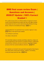 BME final exam review Exam &vert;&NewLine;Questions and Answers &vert;&NewLine;2026&sol;27 Update &vert; 100&percnt; Correct&NewLine;Graded &plus;&NewLine;T&sol;F&colon; a meta-analysis refers to a formal analysis of a group of several&NewLine;similar formal randomiz