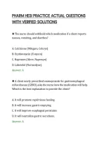 PHARM HESI PRACTICE ACTUAL QUESTIONS&NewLine;WITH VERIFIED SOLUTIONS