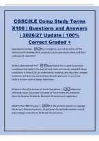 CGSC&sol;ILE Comp Study Terms&NewLine;X100 &vert; Questions and Answers&NewLine;&vert; 2026&sol;27 Update &vert; 100&percnt;&NewLine;Correct Graded &plus;&NewLine;Operational Design -the conception and construction of the&NewLine;intellectual framework that underpins joint operations plans and their&NewLine;subsequent execution&quest;&NewLine;