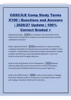 CGSC&sol;ILE Comp Study Terms&NewLine;X100 &vert; Questions and Answers&NewLine;&vert; 2026&sol;27 Update &vert; 100&percnt;&NewLine;Correct Graded &plus;&NewLine;Operational Design -the conception and construction of the&NewLine;intellectual framework that underpins joint operations plans and their&NewLine;subsequent execution&quest;&NewLine;