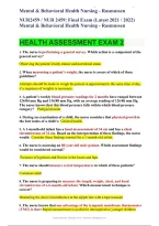  NUR 2459 Final Exam 2026&sol;2027 &vert; Mental & Behavioral Health Nursing &vert; Study Guide&comma; Practice Questions & Exam Review