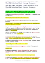  Health Assessment Exam 2 2026&sol;2027 &vert; Study Guide&comma; Practice Questions & Exam Review
