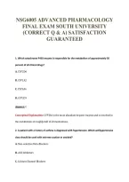 NSG6005 ADVANCED PHARMACOLOGY&NewLine;FINAL EXAM SOUTH UNIVERSITY&NewLine;&lpar;CORRECT Q & A&rpar; SATISFACTION&NewLine;GUARANTEED