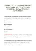NSG6005 ADVANCED PHARMACOLOGY&NewLine;FINAL EXAM SOUTH UNIVERSITY&NewLine;&lpar;CORRECT Q & A&rpar;SATISFACTION&NewLine;GUARANTEED
