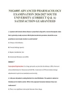 NSG6005 ADVANCED PHARMACOLOGY&NewLine;EXAMINATION 2026&sol;2027 SOUTH&NewLine;UNIVERSITY &lpar;CORRECT Q & A&rpar;&NewLine;SATISFACTION GUARANTEED