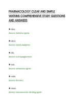 PHARMACOLOGY CLEAR AND SIMPLE&NewLine;WATKINS COMPREHENSIVE STUDY QUESTIONS&NewLine;AND ANSWERS
