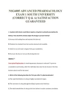 NSG6005 ADVANCED PHARMACOLOGY&NewLine;EXAM 1 SOUTH UNIVERSITY&NewLine;&lpar;CORRECT Q & A&rpar; SATISFACTION&NewLine;GUARANTEED