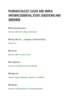 PHARMACOLOGY CLEAR AND SIMPLE&NewLine;WATKINS ESSENTIAL STUDY QUESTIONS AND&NewLine;ANSWERS